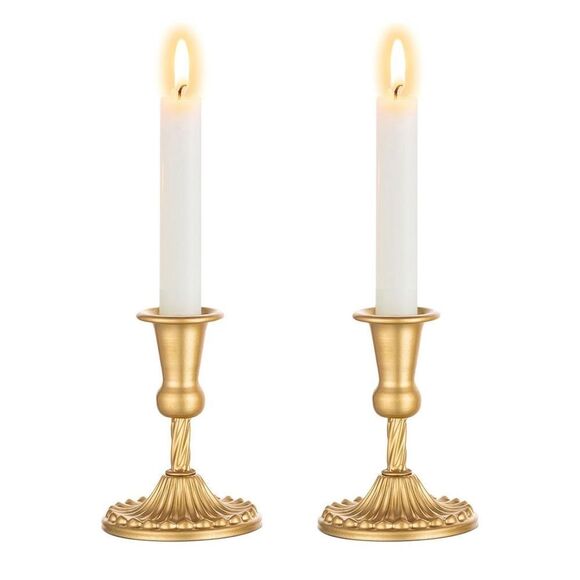 NEW Gold Candlestick Holders Set of 2 Gold Taper Wedding Centerpiece - Picture 1 of 6